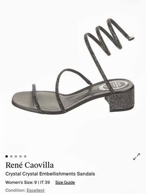 René Caovilla Cleo Block-Heeled Crystal dark gray worn once like new